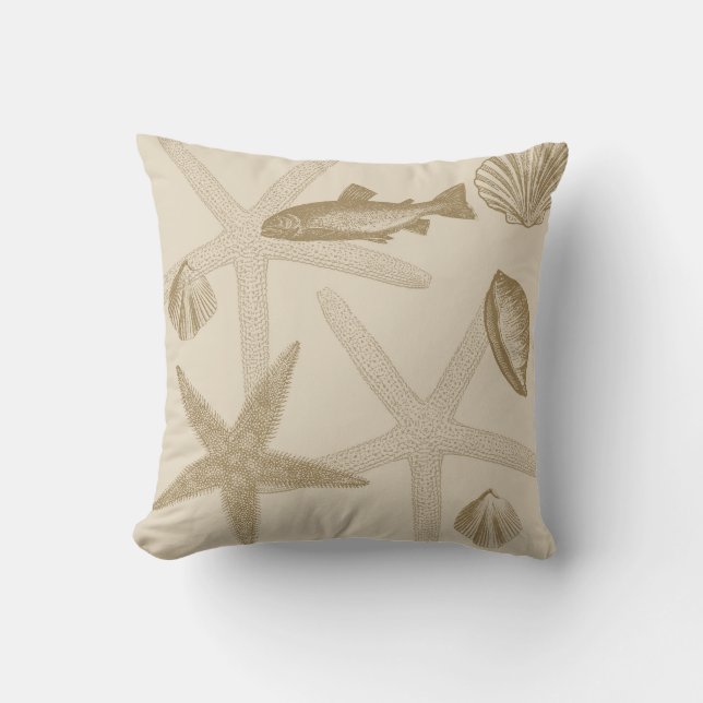 Cream Shells Ocean Shore Beach Cushion (Front)