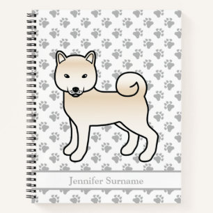 Cream Shiba Inu Cute Cartoon Dog & Custom Text Notebook