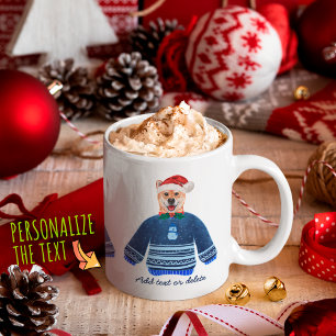 Cream Shiba Inu Holiday Wearing Ugly Sweater Xmas Coffee Mug