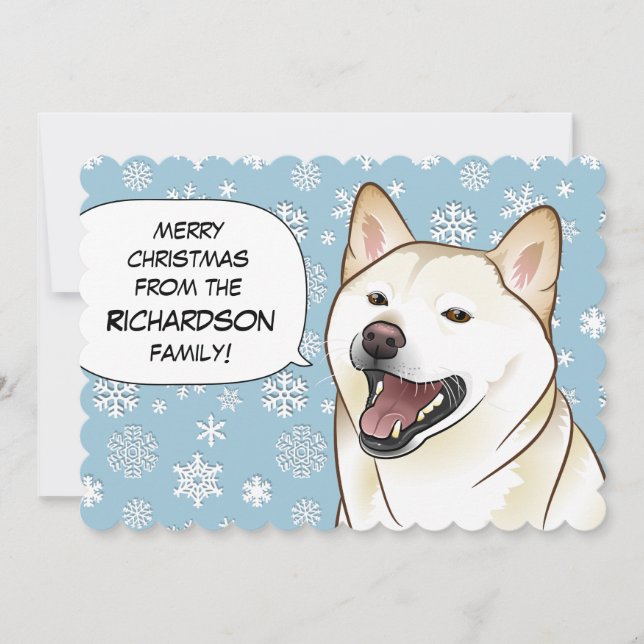 Cream Shiba Inu Merry Christmas Card (Front)