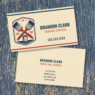 Cream Shield Crest Painter Vintage Emblem Painting Business Card