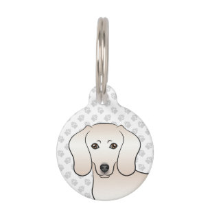 Cream Short Hair Dachshund Cute Cartoon Dog Head Pet Tag