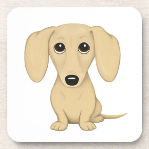 Cream Short Haired Dachshund Cute Cartoon Dog Coaster