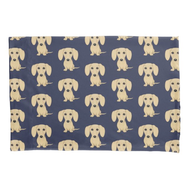 Cream Short Haired Dachshund Pattern Pillowcase (Front)