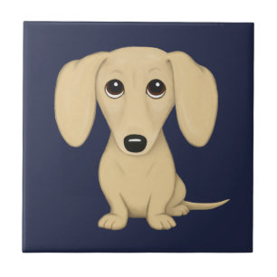 Cream Short Haired Dachshund Tile