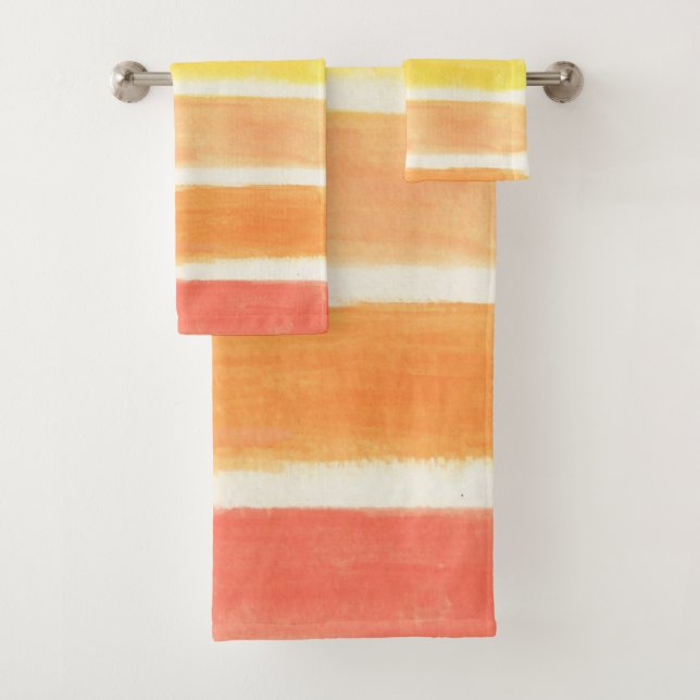 Cream Sickle Stripes  Bath Towel Set (Insitu)