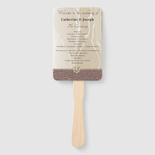 Cream Silk & Pearls with Jewels Wedding Program Hand Fan