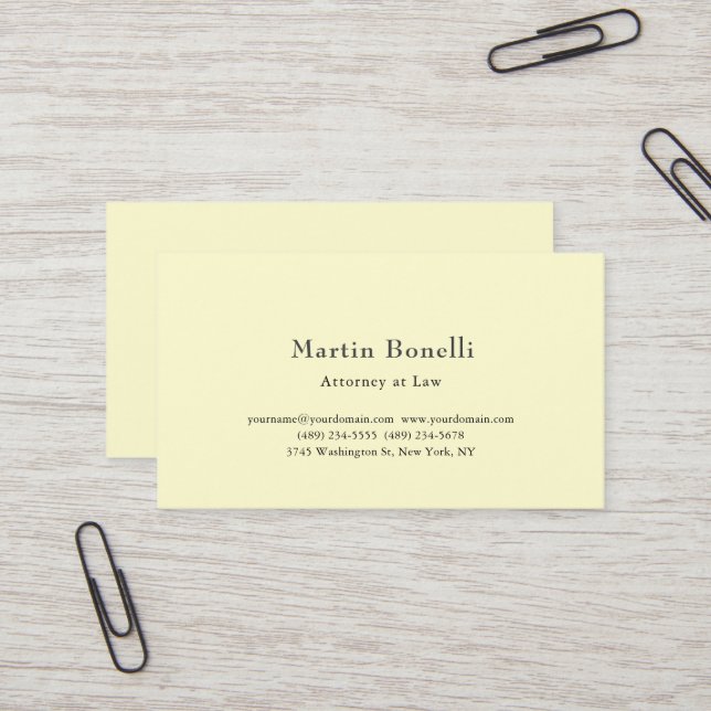 Cream Silk Unique Classical Personalised Custom Business Card (Front/Back In Situ)