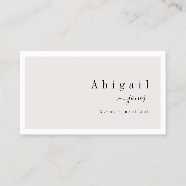 Cream Simple Script Modern Luxury Professional Business Card (Front)