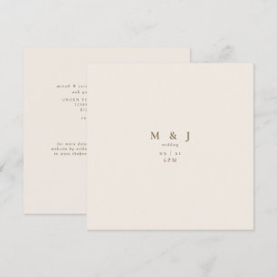 Cream Sleek & Simple Modern Square Wedding Invitation