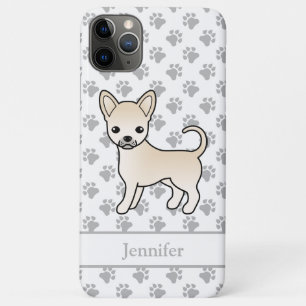 Cream Smooth Coat Chihuahua Cartoon Dog & Name iPhone 11 Pro Max Case