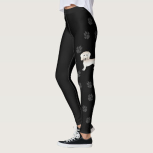 Cream Smooth Coat Dachshund Cartoon Dog & Paws Leggings