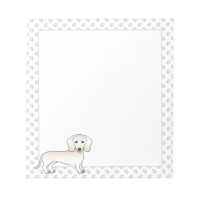 Cream Smooth Coat Dachshund Cartoon Dog With Paws Notepad (Front)