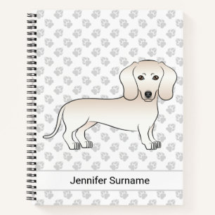 Cream Smooth Coat Dachshund Cartoon Dog With Text Notebook