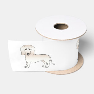 Cream Smooth Coat Dachshund Cute Cartoon Dog Satin Ribbon