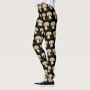 Cream Smooth Coated Dachshund Cartoon Dog Pattern Leggings