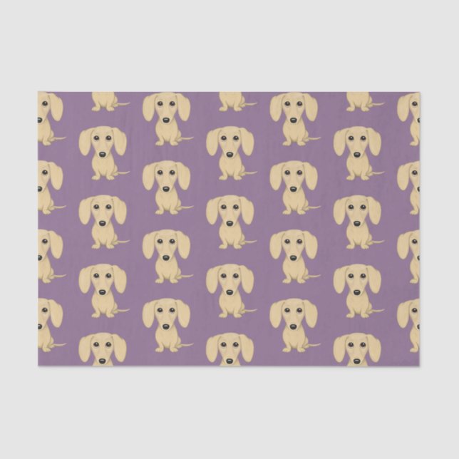 Cream Smooth Coated Dachshund Pattern | Cute Dogs Tissue Paper (Front)