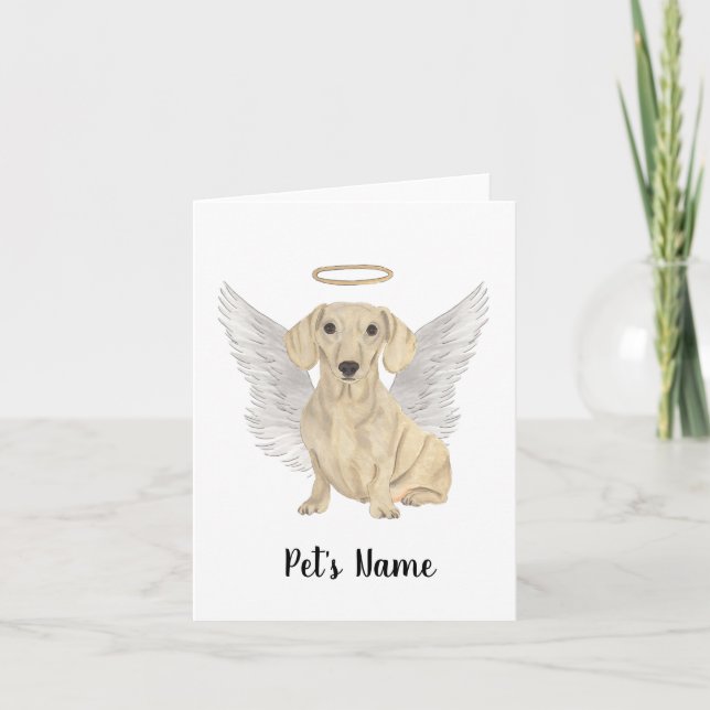 Cream Smooth Dachshund Sympathy Memorial Card (Front)