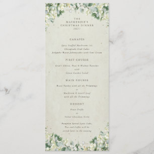 Cream Snowberry Christmas Dinner Flat 4 Course Menu