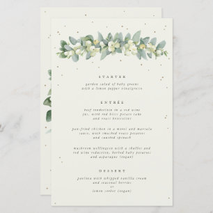 Cream Snowberry + Eucalyptus 3 Course Wedding Menu