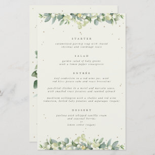 Cream Snowberry + Eucalyptus 4 Course Wedding Menu