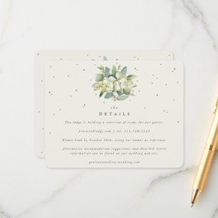 Cream Snowberry+Eucalyptus Bouquet Wedding Details Enclosure Card