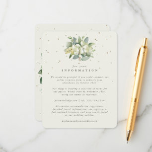 Cream Snowberry+Eucalyptus Bouquet Wedding Info Enclosure Card