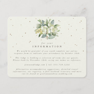 Cream Snowberry+Eucalyptus Bouquet Wedding Info Enclosure Card