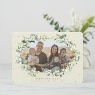 Cream Snowberry + Eucalyptus Christmas Photo Holiday Card