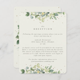 Cream Snowberry+Eucalyptus Edged Wedding Reception Enclosure Card