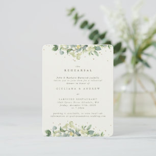 Cream Snowberry+Eucalyptus Edged Wedding Rehearsal Enclosure Card
