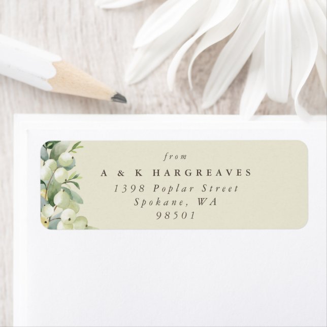 Cream Snowberry+Eucalyptus Holiday Return Address (Insitu)