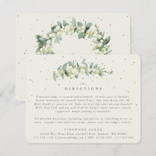 Cream Snowberry+Eucalyptus Stem Wedding Directions Enclosure Card