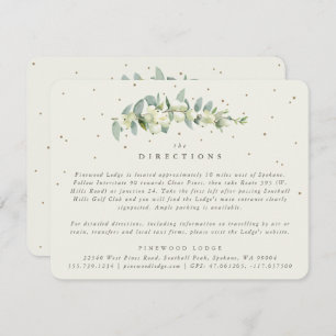 Cream Snowberry+Eucalyptus Stem Wedding Directions Enclosure Card