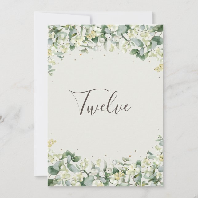 Cream Snowberry+Eucalyptus Table Number (Front)
