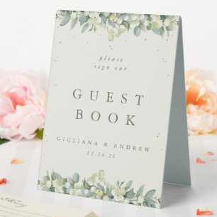 Cream Snowberry+Eucalyptus Wedding Guest Book