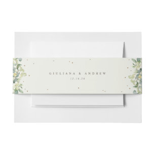 Cream Snowberry+Eucalyptus Wedding Landscape Invitation Belly Band