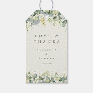 Cream Snowberry+Eucalyptus Wedding Love + Thanks Gift Tags