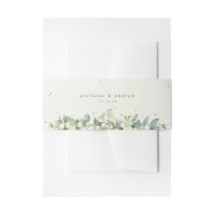Cream Snowberry+Eucalyptus Wedding Portrait Invitation Belly Band