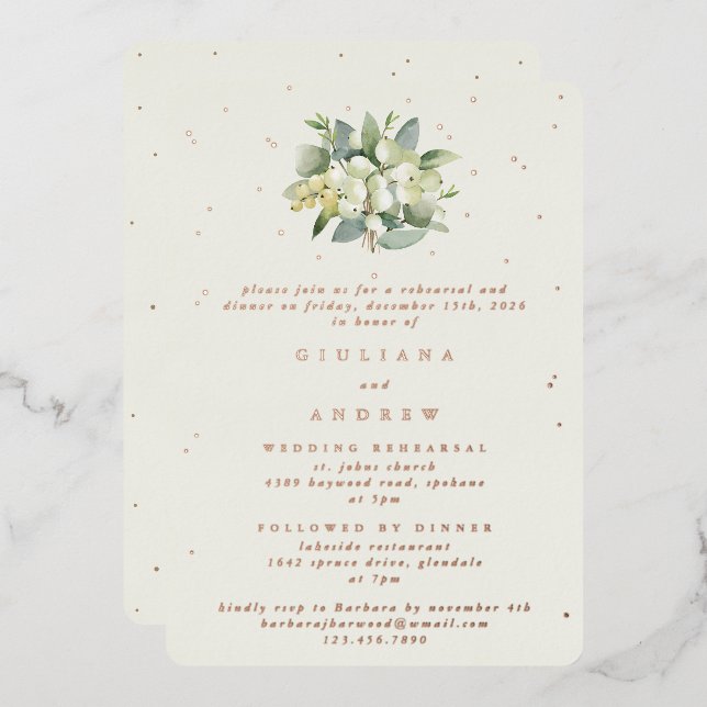 Cream Snowberry+Eucalyptus Wedding Rehearsal (Front/Back)
