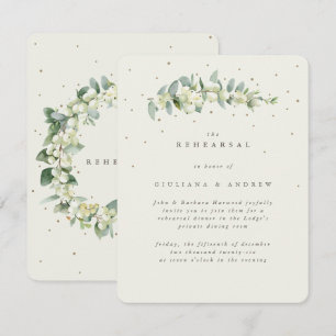Cream Snowberry+Eucalyptus Wedding Rehearsal Enclosure Card