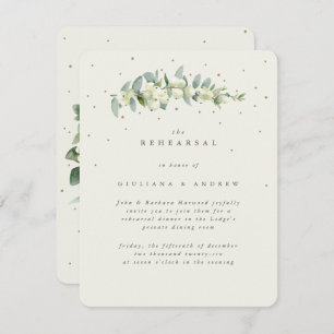 Cream Snowberry+Eucalyptus Wedding Rehearsal Enclosure Card