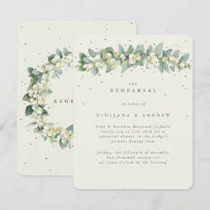 Cream Snowberry+Eucalyptus Wedding Rehearsal Enclosure Card