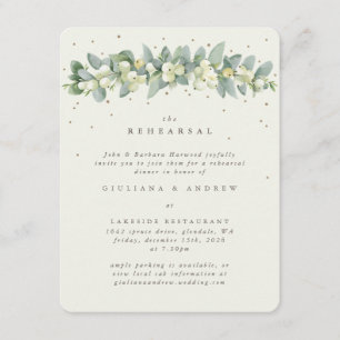 Cream Snowberry+Eucalyptus Wedding Rehearsal Enclosure Card