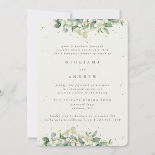 Cream Snowberry+Eucalyptus Wedding Rehearsal Invitation