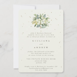 Cream Snowberry+Eucalyptus Wedding Rehearsal Invitation