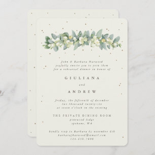 Cream Snowberry+Eucalyptus Wedding Rehearsal Invitation
