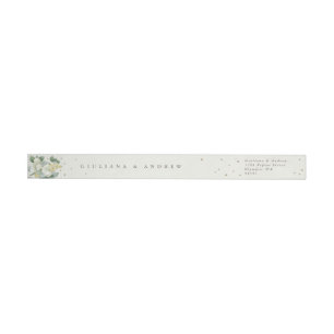 Cream Snowberry+Eucalyptus Wedding Skinny Wrap Around Label