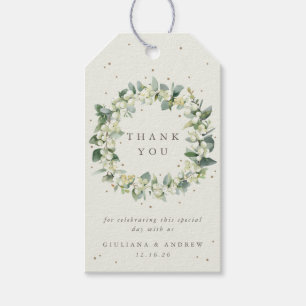 Cream Snowberry+Eucalyptus Wedding Thank You Gift Tags