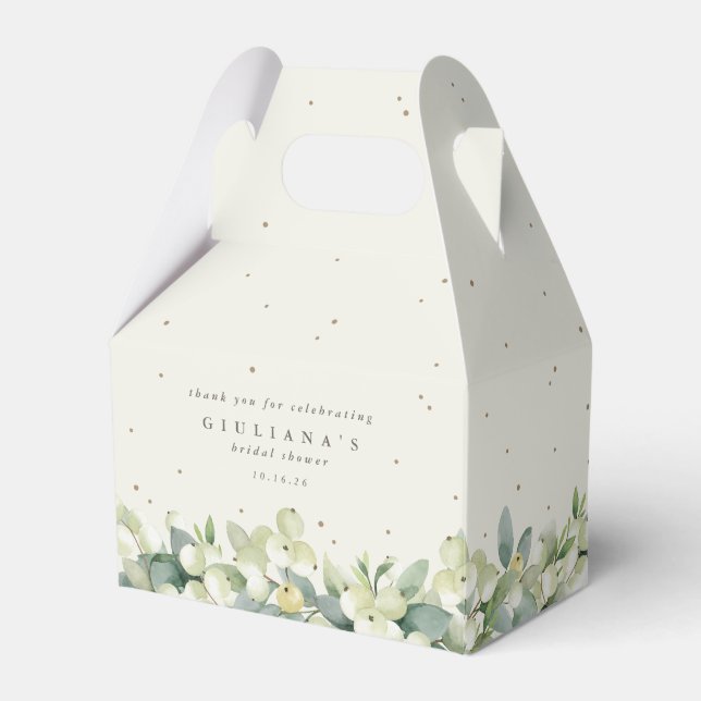 Cream Snowberry+Eucalyptus Winter Bridal Shower Favour Box (Front Side)